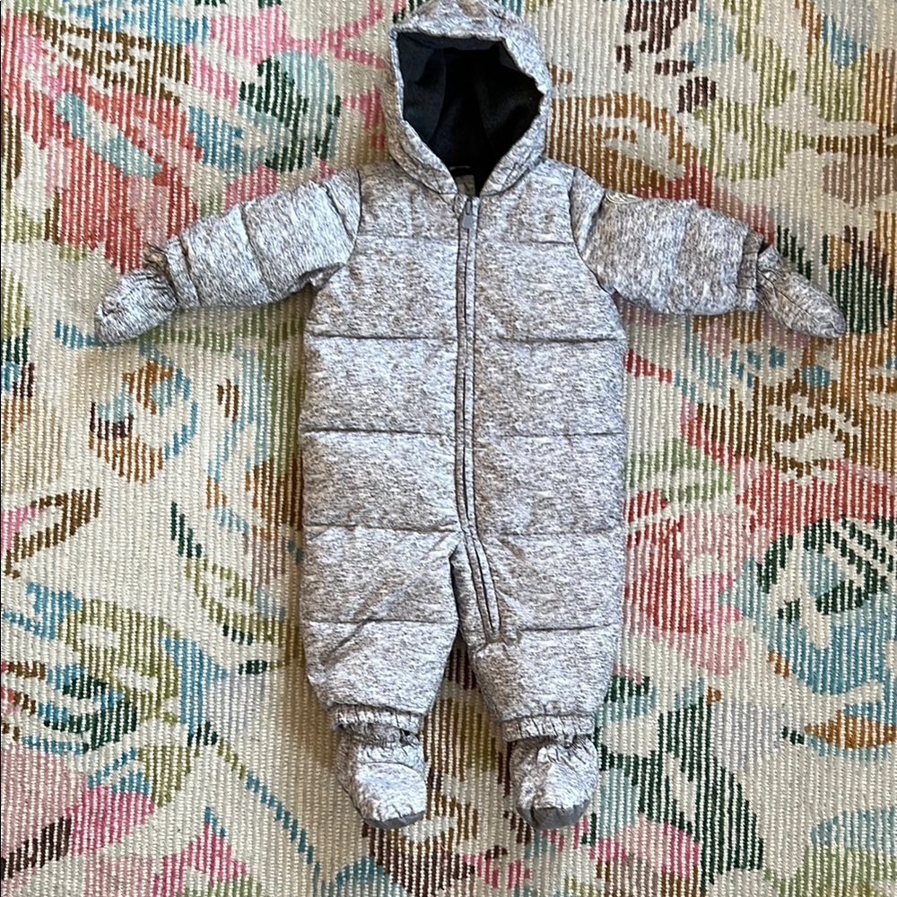 Cozy Gray Baby Gap One Piece Snowsuit 6-12month